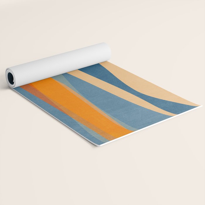 Modern Abstract Shapes Blue Orange Yellow Yoga Mat Gallery Image 2