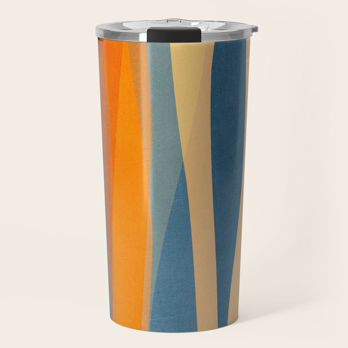 Modern Abstract Shapes Blue Orange Yellow Travel Mug Gallery Image 1