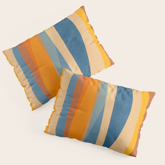 Modern Abstract Shapes Blue Orange Yellow Pillow Sham Gallery Image 3