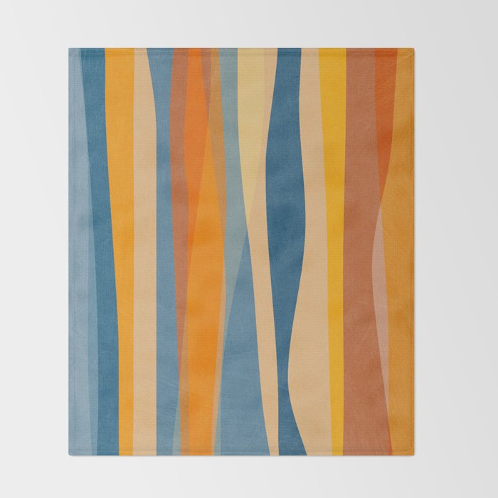 Modern Abstract Shapes Blue Orange Yellow Throw Blanket Gallery Image 2
