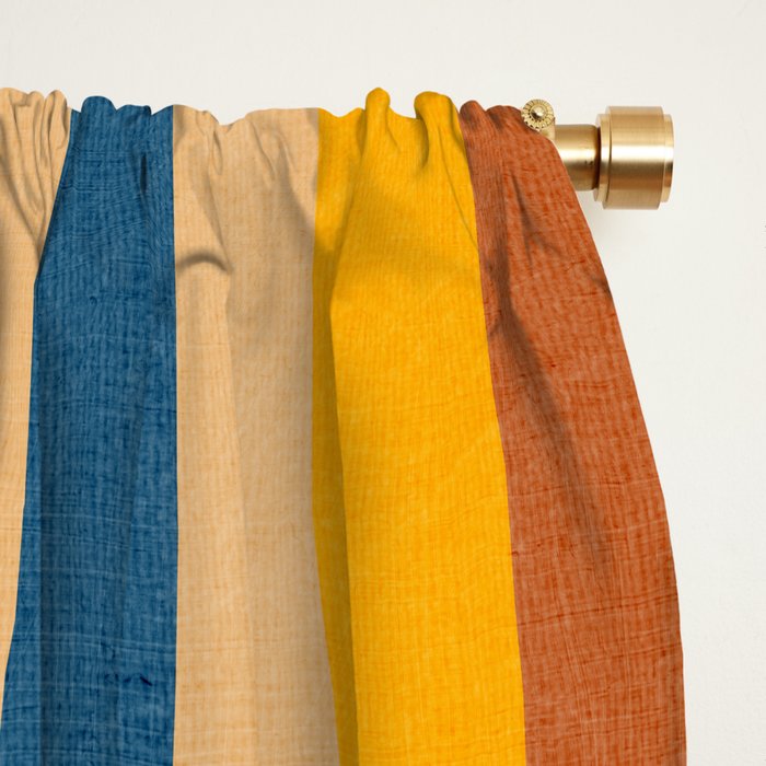 Modern Abstract Shapes Blue Orange Yellow Window Curtain Gallery Image 2