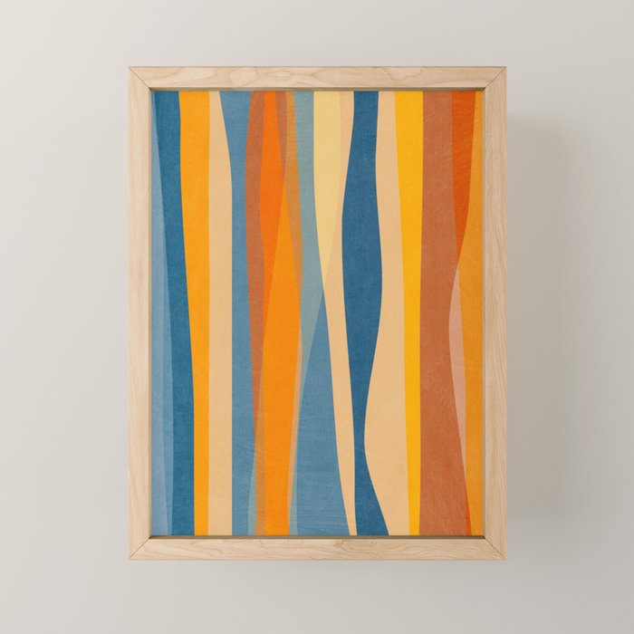 Modern Abstract Shapes Blue Orange Yellow Mini Art Print Gallery Image 1