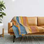 Modern Abstract Shapes Blue Orange Yellow Throw Blanket Gallery Image 1
