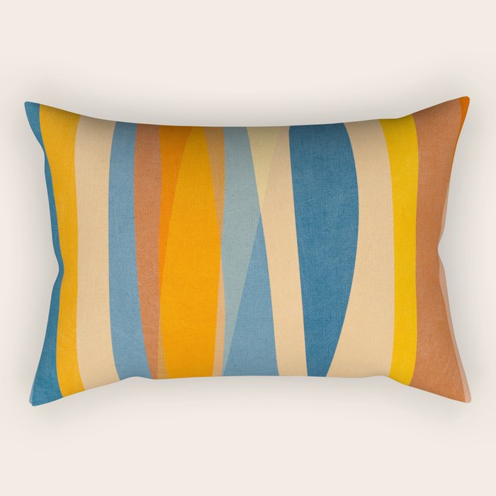 Modern Abstract Shapes Blue Orange Yellow Rectangular Pillow Gallery Image 2