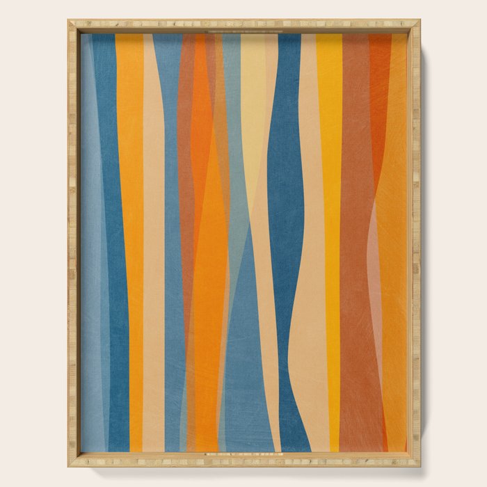 Modern Abstract Shapes Blue Orange Yellow Serving Tray Gallery Image 1