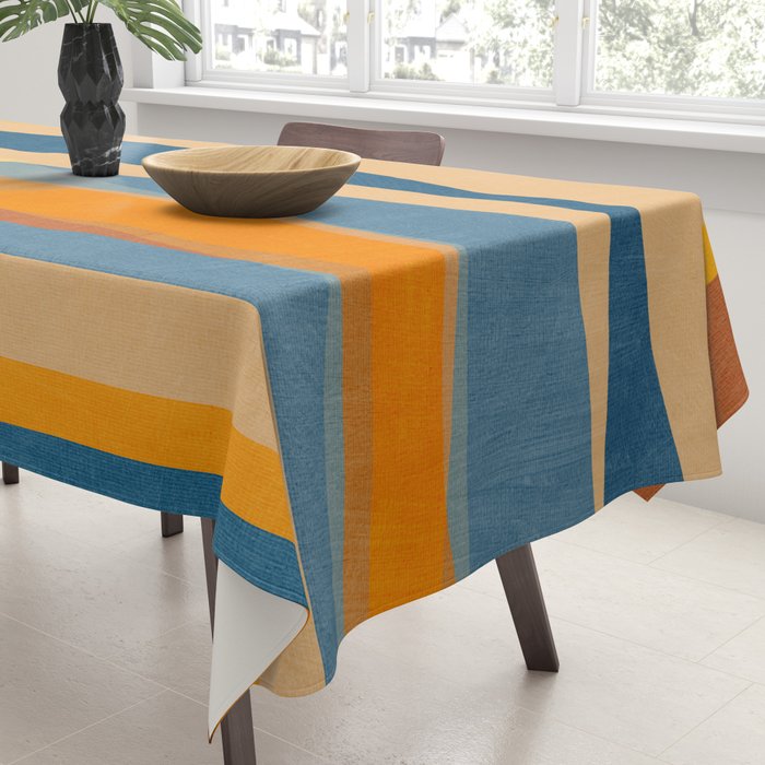 Modern Abstract Shapes Blue Orange Yellow Tablecloth Gallery Image 3