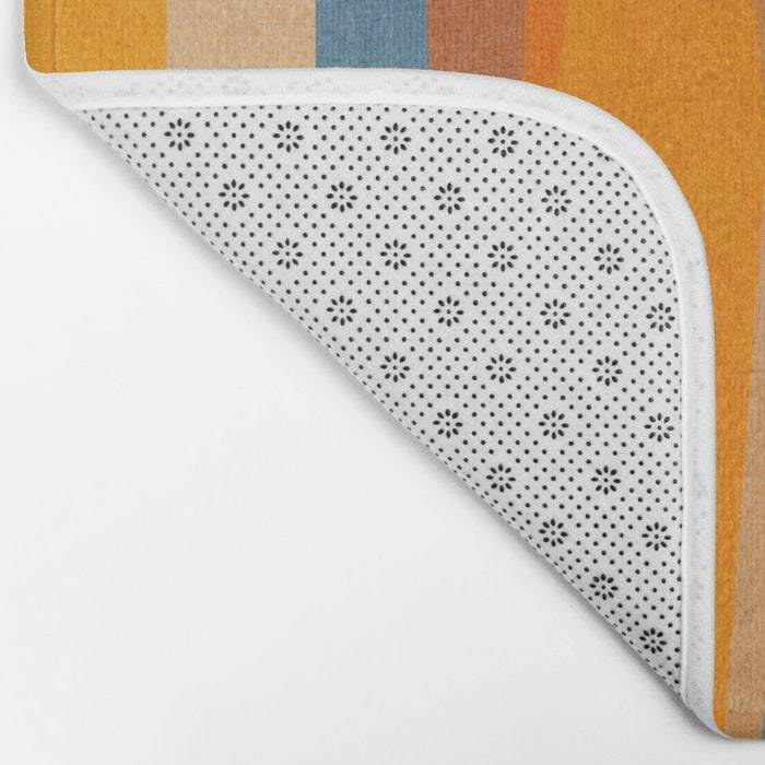 Modern Abstract Shapes Blue Orange Yellow Bath Mat Gallery Image 2