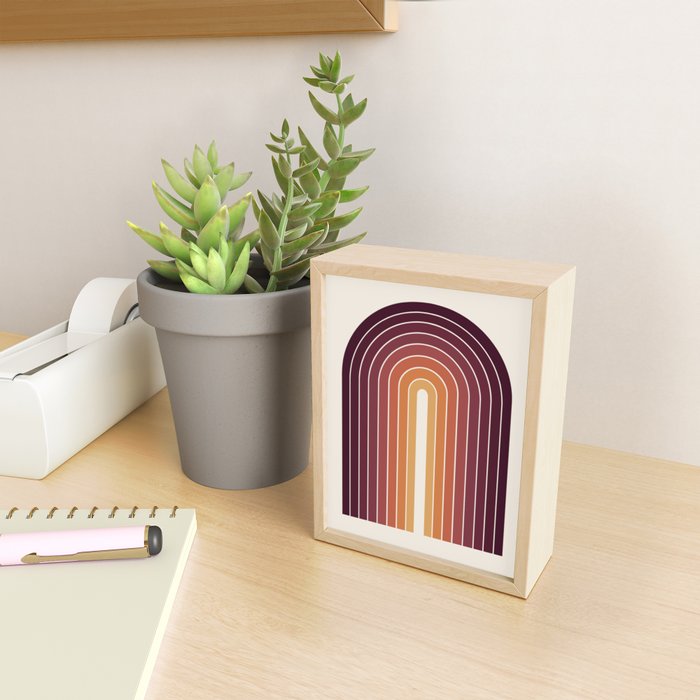 Gradient Arch III Warm Sunset Mid Century Modern Rainbow Mini Art Print Gallery Image 2
