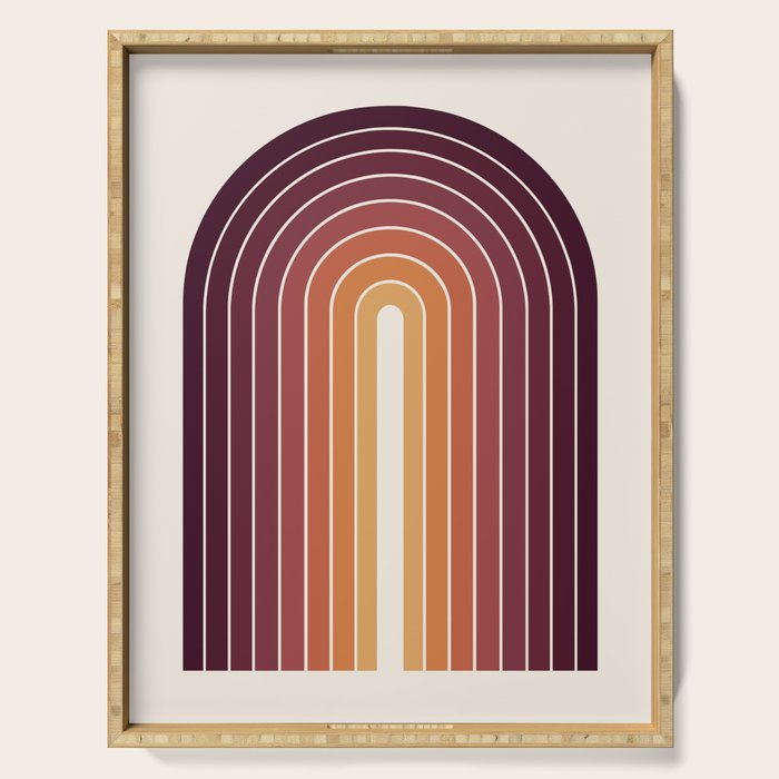 Gradient Arch III Warm Sunset Mid Century Modern Rainbow Serving Tray Gallery Image 1