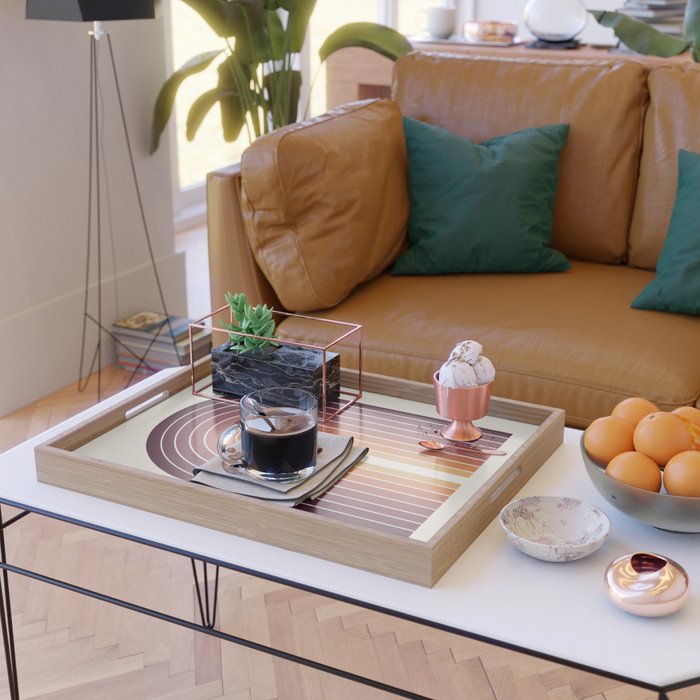 Gradient Arch III Warm Sunset Mid Century Modern Rainbow Serving Tray Gallery Image 2