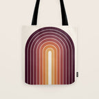 Gradient Arch III Warm Sunset Mid Century Modern Rainbow Tote Bag Gallery Image 1