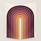 Gradient Arch III Warm Sunset Mid Century Modern Rainbow Wall Tapestry Gallery Image 4