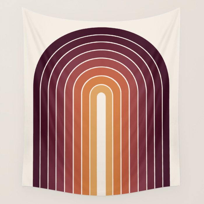 Gradient Arch III Warm Sunset Mid Century Modern Rainbow Wall Tapestry Gallery Image 4