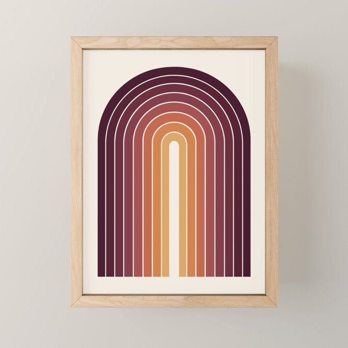Gradient Arch III Warm Sunset Mid Century Modern Rainbow Mini Art Print Gallery Image 1