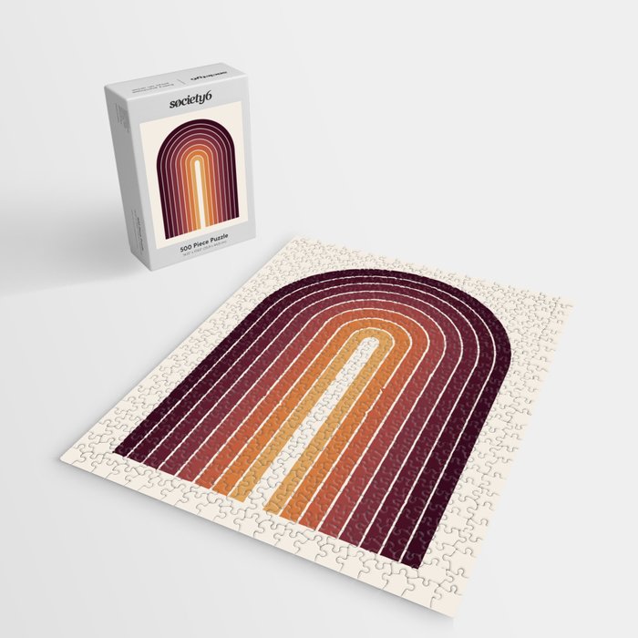 Gradient Arch III Warm Sunset Mid Century Modern Rainbow Jigsaw Puzzle Gallery Image 2