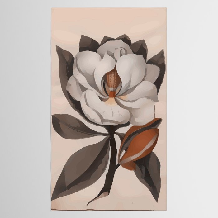 Vintage Magnolia Blossom Botanical Floral Print Tablecloth Gallery Image 2