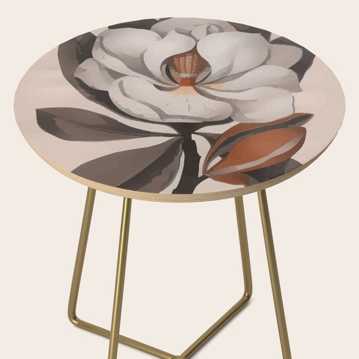 Vintage Magnolia Blossom Botanical Floral Print Side Table Gallery Image 2