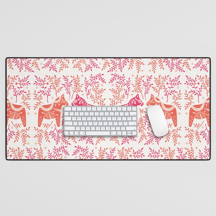 Swedish Dala Horses - Melon Palette Desk Mat Gallery Image 1