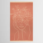 WOMAN WITH FLOWERS 7 Line Art 2 Tablecloth Gallery Image 2