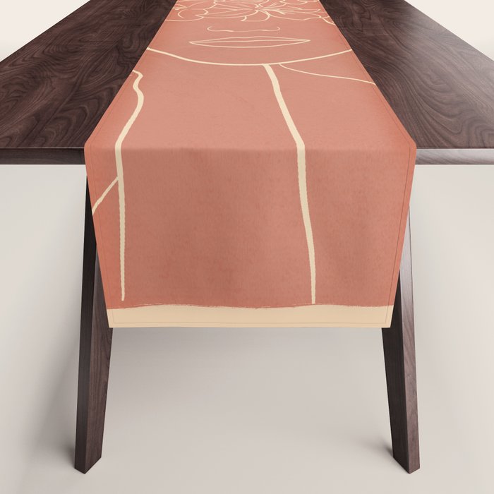 WOMAN WITH FLOWERS 7 Line Art 2 Table Runner Gallery Image 1