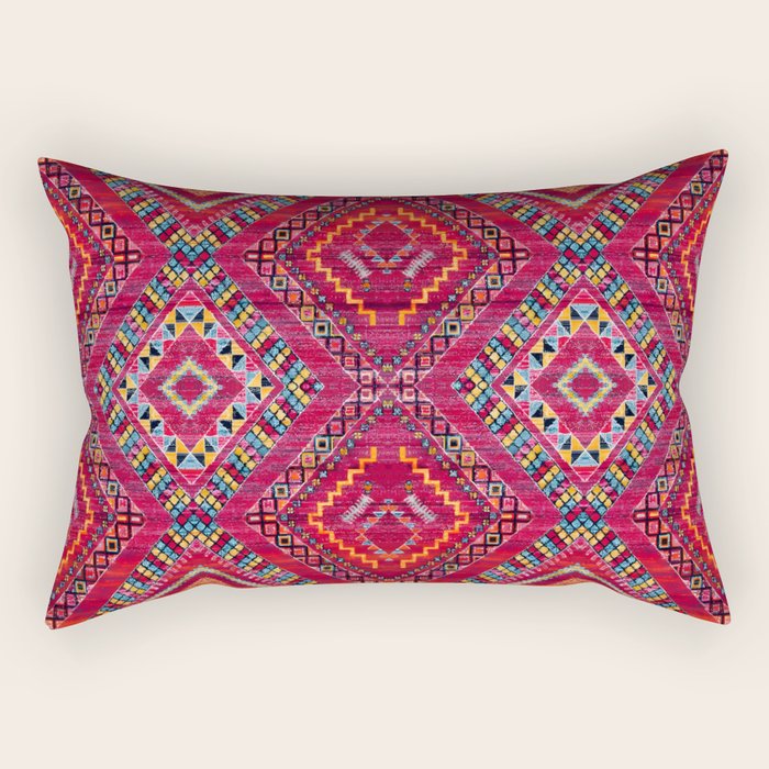 Rose Oasis: Vintage Bohemian Geometric Heritage Rectangular Pillow Gallery Image 2