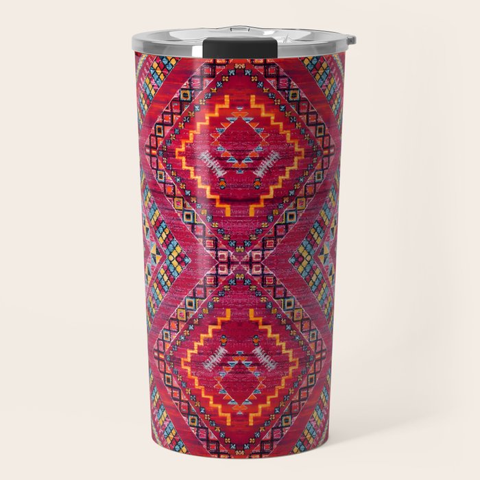 Rose Oasis: Vintage Bohemian Geometric Heritage Travel Mug Gallery Image 1