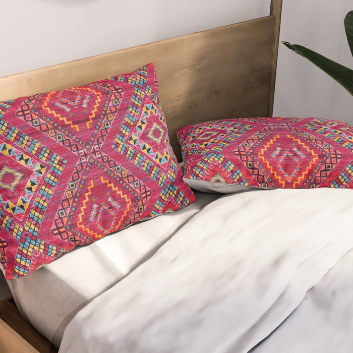 Rose Oasis: Vintage Bohemian Geometric Heritage Pillow Sham Gallery Image 2