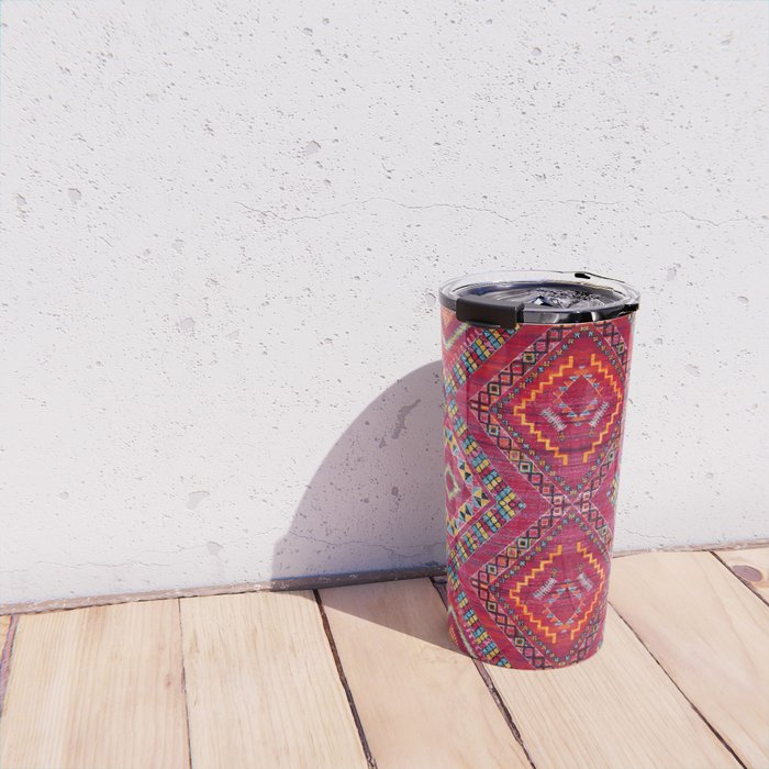 Rose Oasis: Vintage Bohemian Geometric Heritage Travel Mug Gallery Image 4