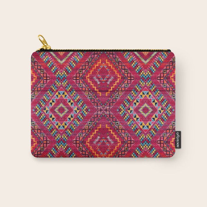 Rose Oasis: Vintage Bohemian Geometric Heritage Carry All Pouch Gallery Image 1