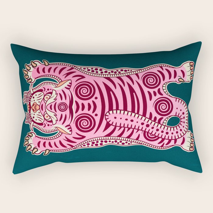 King Of The Jungle 02: Pink Tiger Edition Rectangular Pillow Gallery Image 2