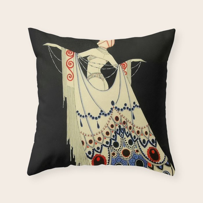 âThe Jewelled Gownâ Art Deco by J Carlos Throw Pillow Gallery Image 1