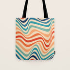 Retro 70s Color Palette | Optical Wave Illusion Tote Bag Gallery Image 1