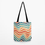 Retro 70s Color Palette | Optical Wave Illusion Tote Bag Gallery Image 2