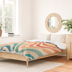 Retro 70s Color Palette | Optical Wave Illusion Duvet Cover Gallery Image 2