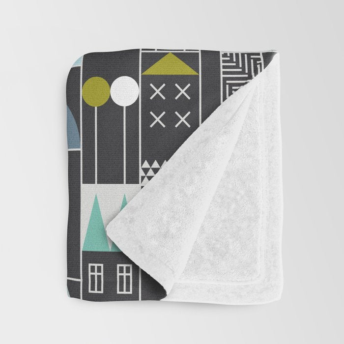 City life blocks moonless night Throw Blanket Gallery Image 3