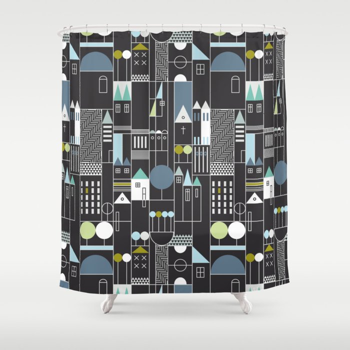 City life blocks moonless night Shower Curtain Gallery Image 1