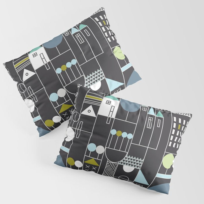 City life blocks moonless night Pillow Sham Gallery Image 1