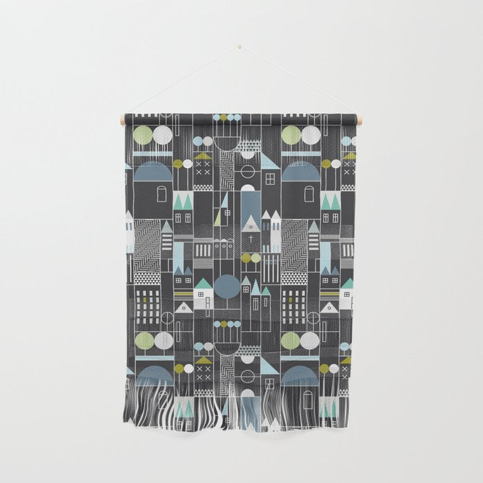 City life blocks moonless night Wall Hanging Gallery Image 1