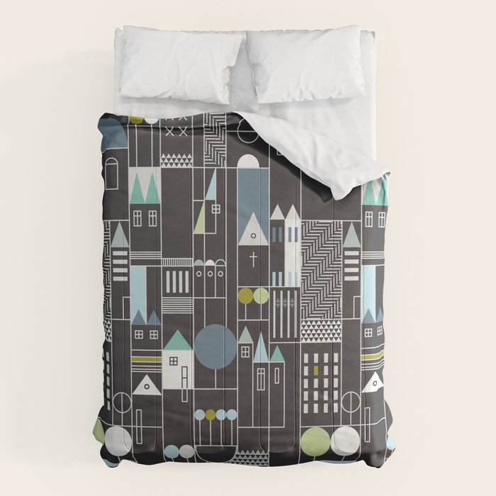 City life blocks moonless night Comforter Gallery Image 6