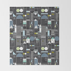 City life blocks moonless night Throw Blanket Gallery Image 2