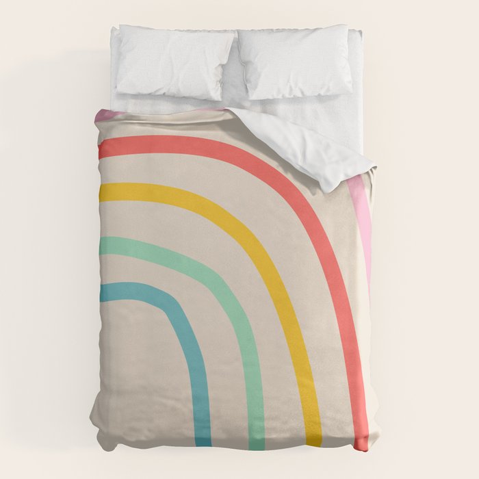 Abstract Pastel Rainbow Lines Duvet Cover Gallery Image 1