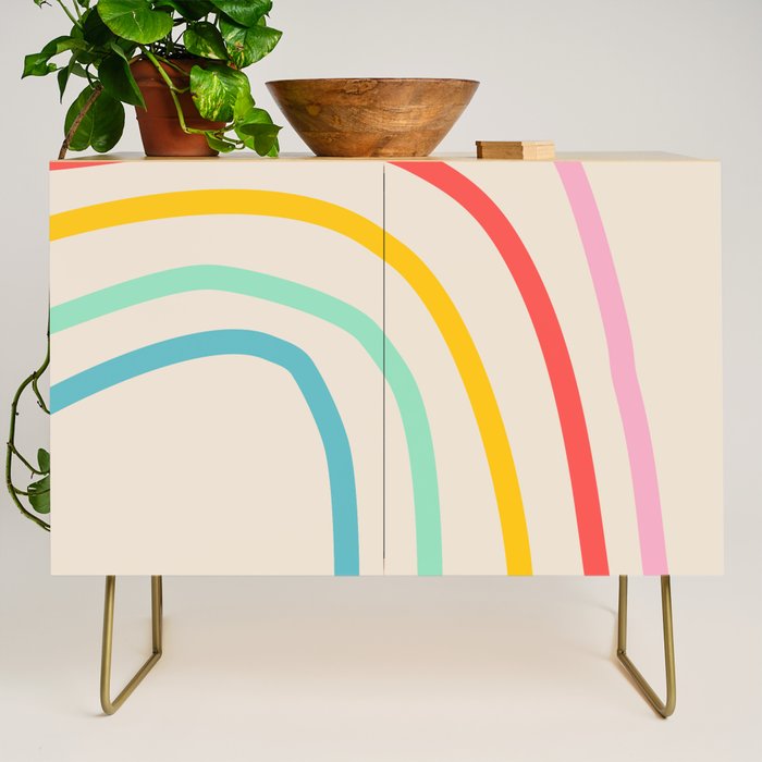 Abstract Pastel Rainbow Lines Credenza Gallery Image 1