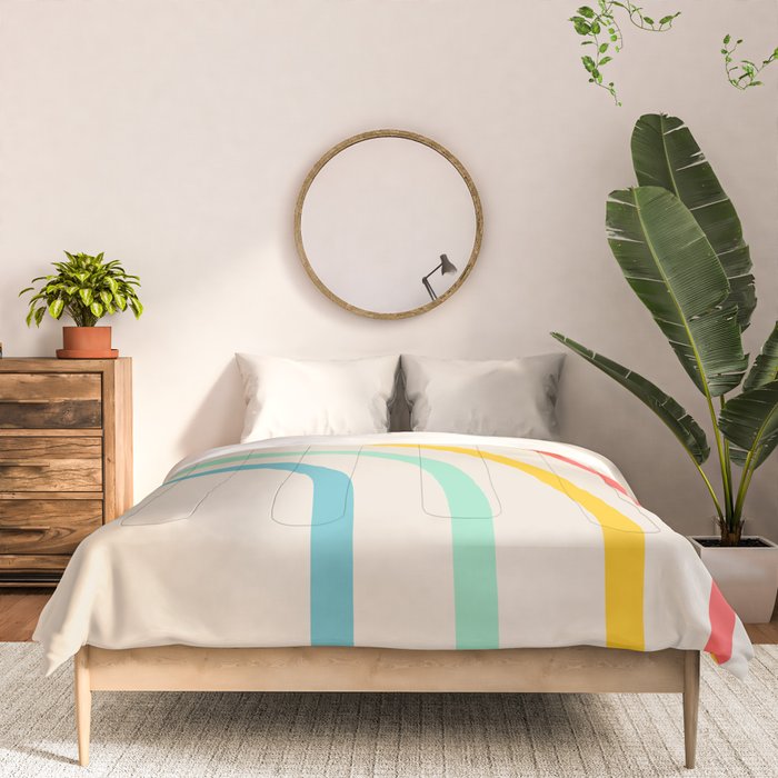 Abstract Pastel Rainbow Lines Comforter Gallery Image 3