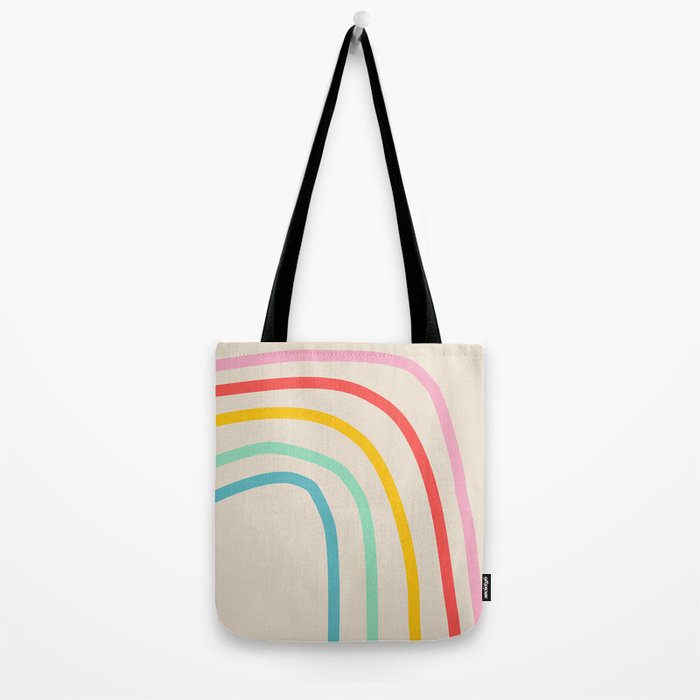 Abstract Pastel Rainbow Lines Tote Bag Gallery Image 2