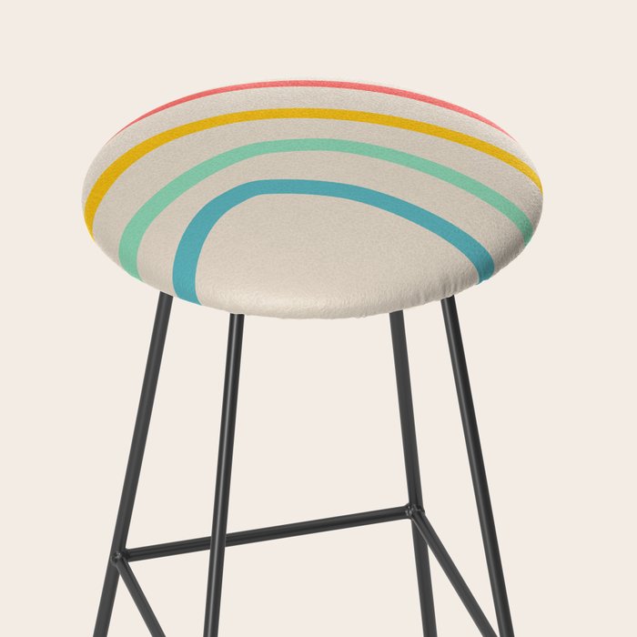 Abstract Pastel Rainbow Lines Stool Gallery Image 2