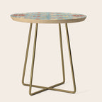Antique Uzbekistan Blue Ground Suzani Side Table Gallery Image 1
