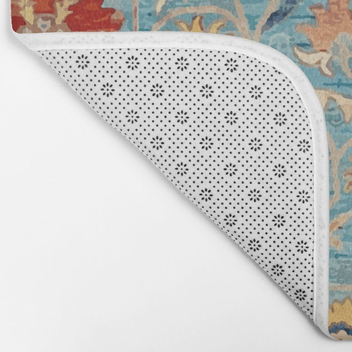 Antique Uzbekistan Blue Ground Suzani Bath Mat Gallery Image 2