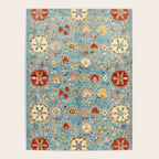 Antique Uzbekistan Blue Ground Suzani Poster Gallery Image 4