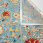 Antique Uzbekistan Blue Ground Suzani Wall Tapestry Gallery Image 3