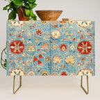 Antique Uzbekistan Blue Ground Suzani Credenza Gallery Image 1